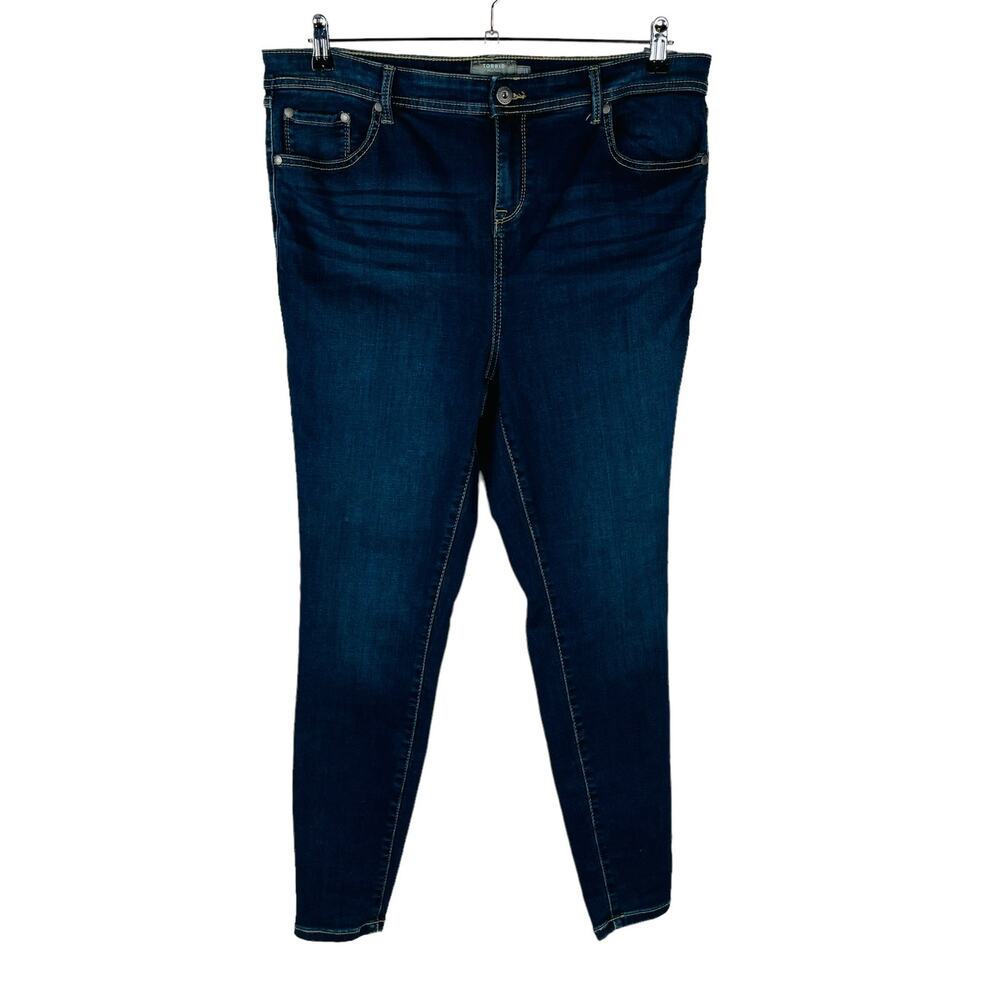 Torrid Womans Sz 18 Tall Plus Jeans Skinny Blue Stretch Pockets Denim Super Soft